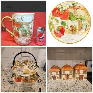 Lot of Certified International Julie Paton Italian piazette kitchen items